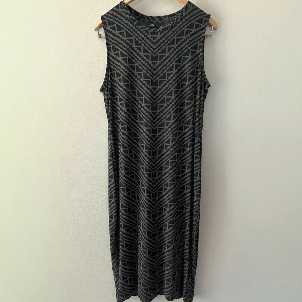 Army Green and Black Sleeveless Midi Body Con Dress Size L Grunge Western